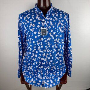 Club Room Shirt Mens Cool Looking Blue Shirt Floral Print Work Job XXL NWTs